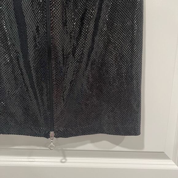 Vintage Janine Paris Black Shiny Sequin Snakeskin Mini Dress Zipper Size M - Picture 2 of 10
